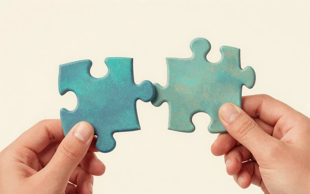 Editorial illustration of two hands meeting for dating with autism authentic connection guide